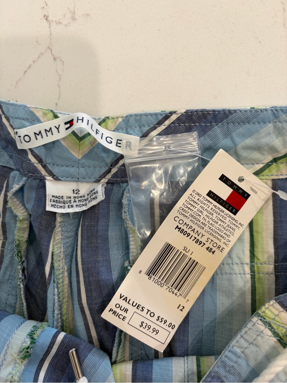 Tommy Hilfiger Light Blue & Multi-Stripe Drawstring Capris - Picture 3 of 3